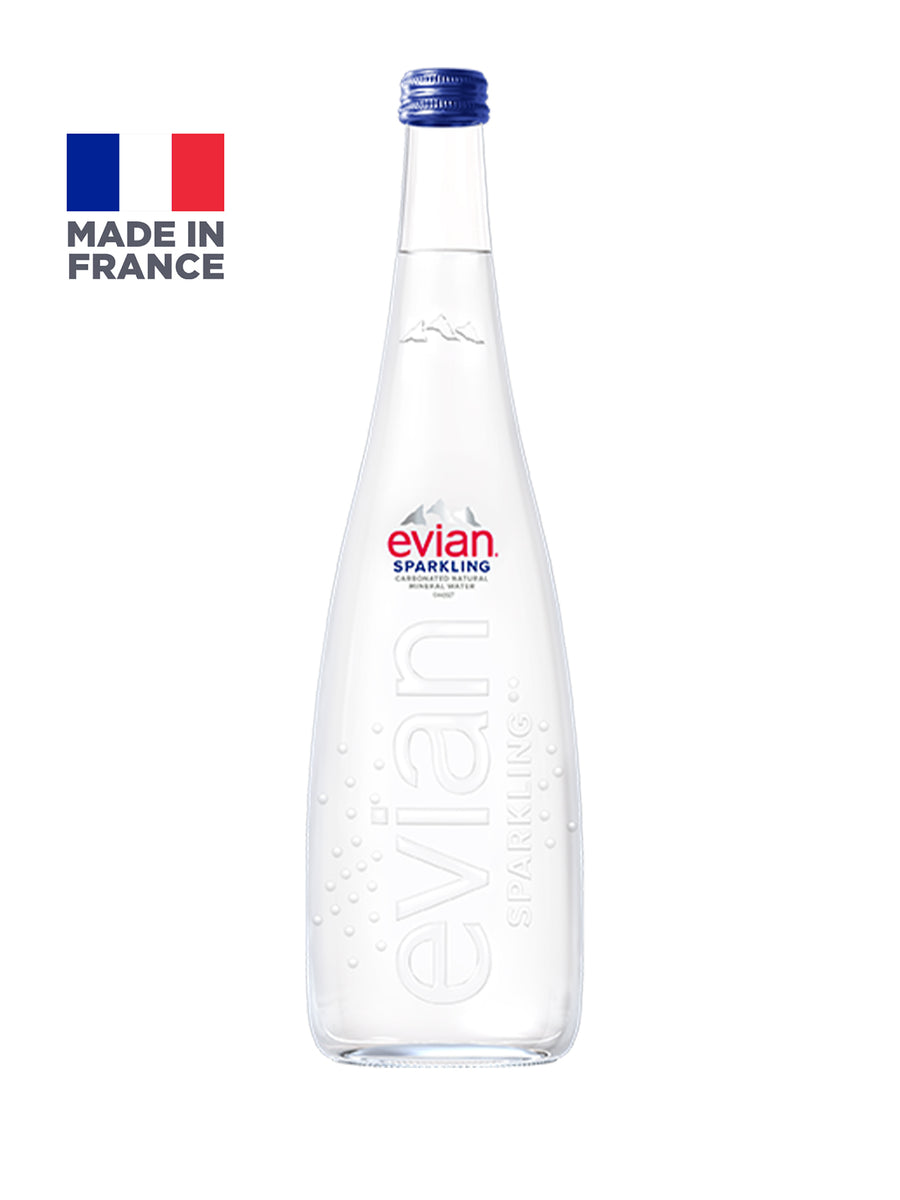 EVIAN SPARKLING NATURAL MINERAL WATER GLASS 750ML B.I.G. Publika